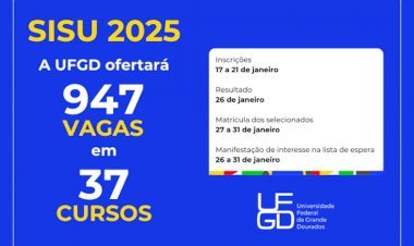 UFGD ofertará 947 vagas em 37 cursos pelo SiSU 2025