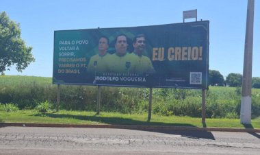 Após decisão em Dourados, Justiça Eleitoral manda retirar outdoor de Rodolfo Nogueira em Itaporã