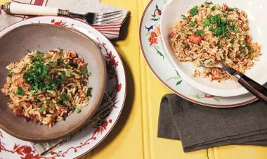 Arroz carreteiro com carne seca