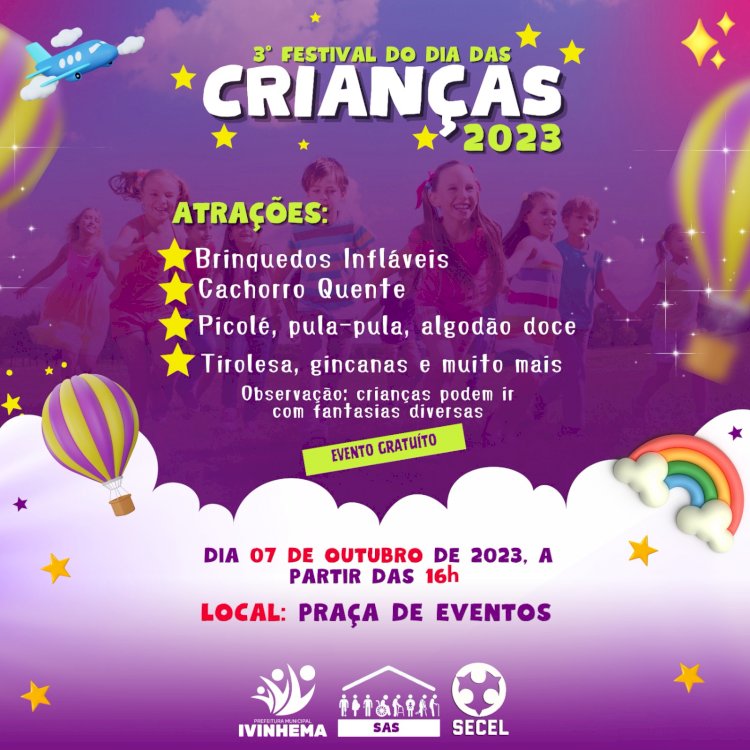 Ivinhema realizará 3º Festival do dia das Crianças