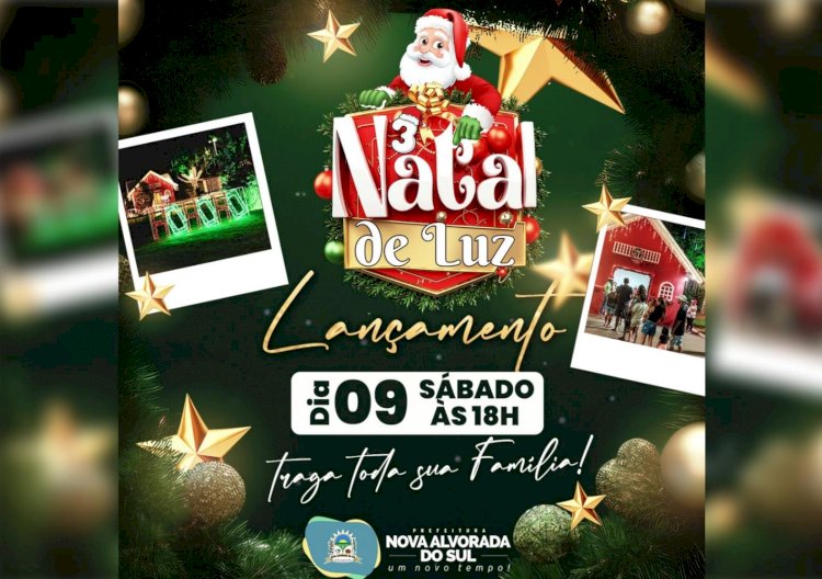 Nova Alvorada do Sul recebe oficialmente a terceira edição Natal de Luz com a chegada do Papai Noel