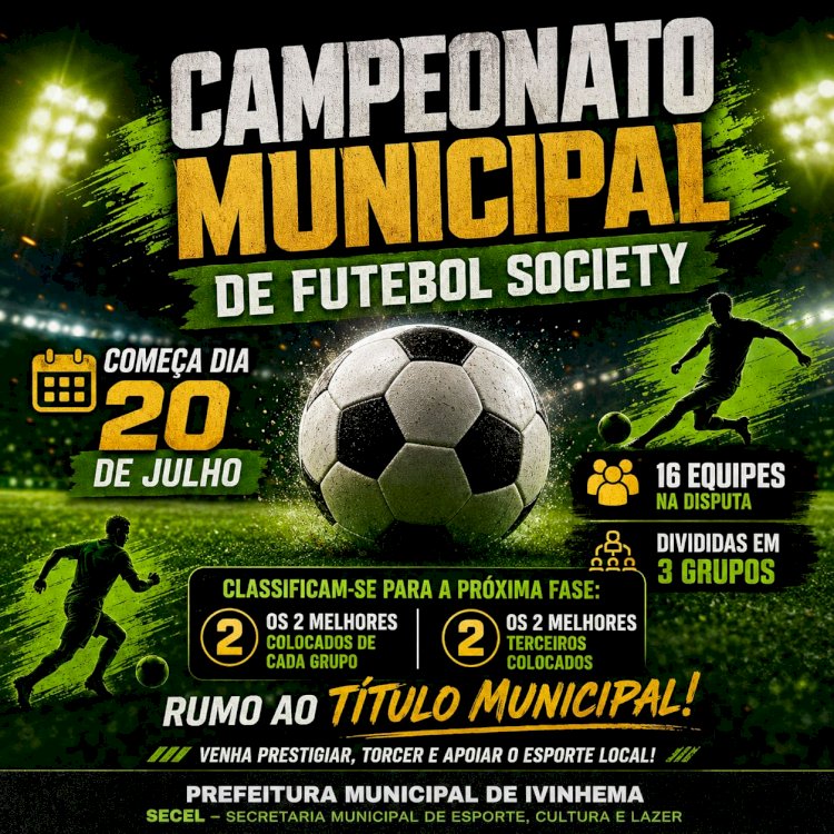 Campeonato municipal de society começará dia 20 em Ivinhema